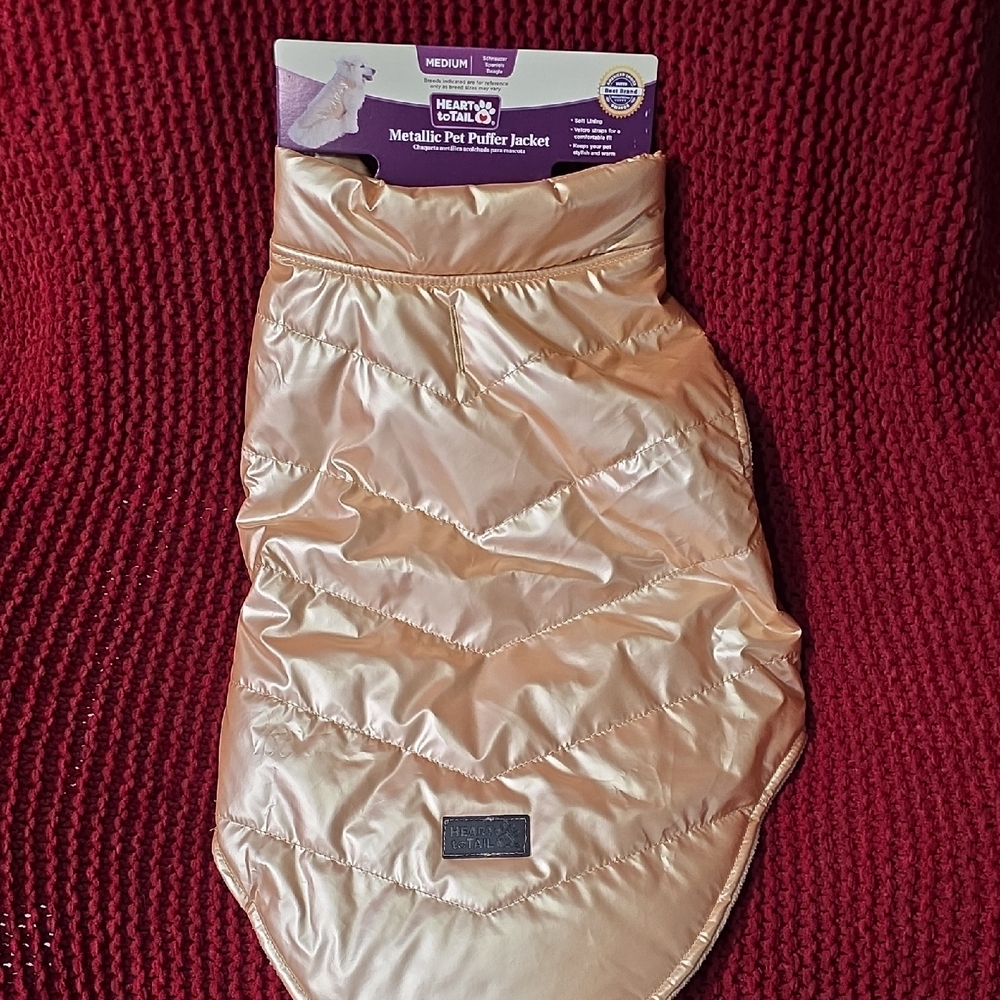 Dog Metallic Colored Pet Puffer Jacket In Size Medium